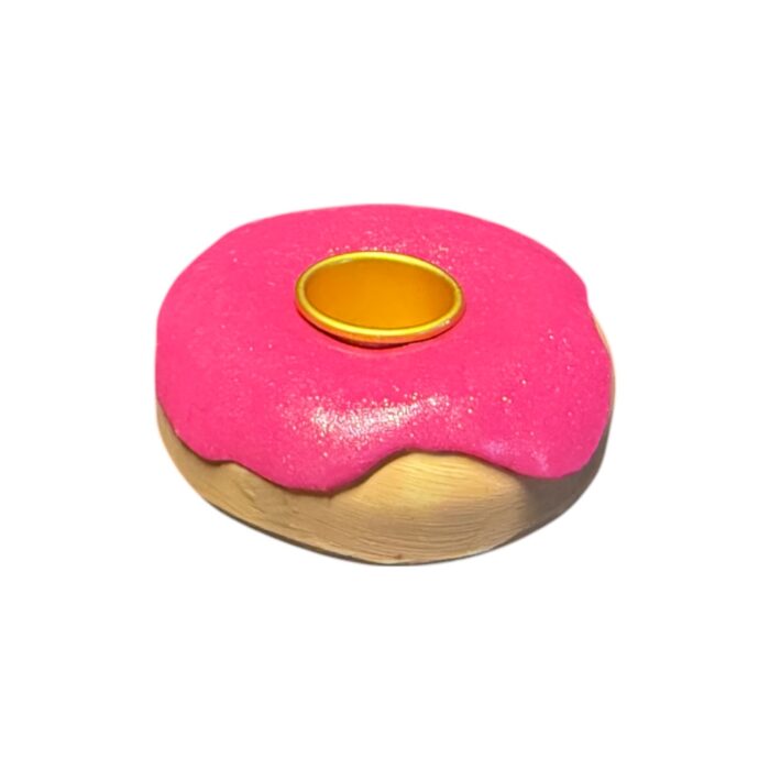 1-laag donut kandelaar | Roze dipsaus met glitters